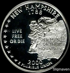 2000 S 90% Silber New Hampshire State Quarter Deep Cameo Gem Proof No Reserve - Bild 1 von 1