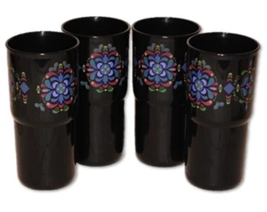 4 tazas de mesa Tupperware 16 oz. Juego J Vasos Kaliopi Negro Rosa NUEVO ❤️ - Imagen 1 de 3