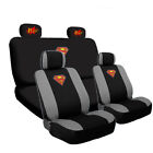 For Mercedes Superman Ultimate Car Seat Covers POW Logo Headrest Covers Set