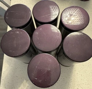 Teavana Loose Leaf Tea Tin Canister Set of 7 Purple Lids 6” EMPTY!!! - Picture 1 of 3
