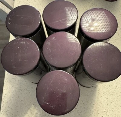 Teavana Loose Leaf Tea Tin Canister Set of 7 Purple Lids 6”  EMPTY!!! - Image 1 of 3
