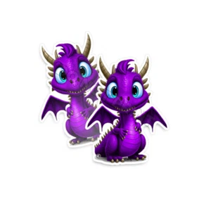 Adorable Calcomanía Parachoques Vinilo PÚRPURA Baby Dragon Fantasy M33041 2 un. - Imagen 1 de 8