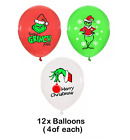 3-12Pcs Grinch Christmas Themed Latex Balloon Kids Party Xmas Deco Supplies Uk