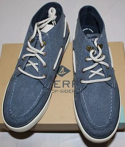 SPERRY TOP-SIDER WOMEN'S PIER CREST BLUE CANVAS SNEAKER US 8M/ UK 5.5M/ EUR 39M - Picture 1 of 8