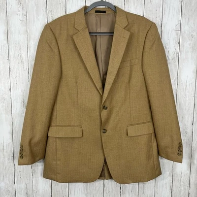 Andrew Fezza 2 Button Light Brown Tan Basic Suit Blazer Sports Coat 42R - Image 1 of 4