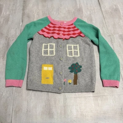 Mini Boden Niñas Talla 6-7 Cárdigan Suéter Divertido Casa Casa de Campo Gris Rosa Verde LEER Foto 1 de 4