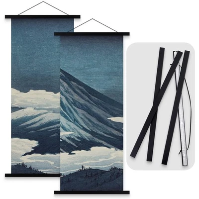  Set of 2 Tenugui Tapestry Bar Magnets, 21cm Wide, B3 Size, Wooden  Frame, 21cm  - Image 1 of 4