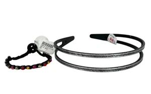 Claire’s Silver Black Plastic Headband and Multicolor Beaded Bracelet Set NWT - Picture 1 of 6