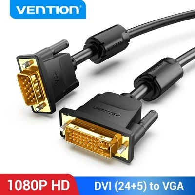 DVI-I to VGA Cable Dual Link 24+5 Male to Male Adapter Video Cord Laptop Monitor - Image 1 of 4