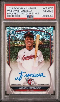 2023 Bowman Chrome Prospect Speckle Refractor /299 Welbyn Francisca Auto PSA 10 - Image 1 of 2