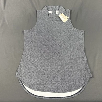 Camisa de golf Peter Millar simulada para mujer con estampado hexagonal sin mangas mediana negra Foto 1 de 4