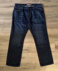 Tommy Hilfiger Dark Wash Denim Blue Jeans Herren 36x30 Whiskering Classic Fit Neu ohne Etikett - Bild 1 von 19