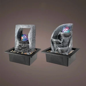 Lumineo - Zimmerbrunnen LED mit Glaskugel Springbrunnen bunte LED Felsen Optik - Bild 1 von 11