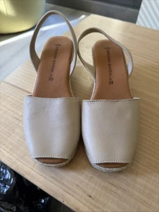 Sandalias de cuña The Spanish Sandal Co para mujer talla 39 cuero azul sin cordones - Imagen 1 de 7