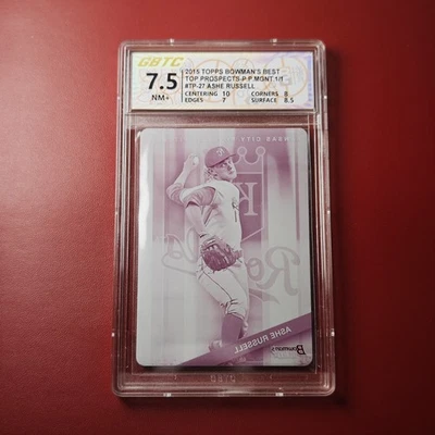 2015 Topps Bowman's Best Magenta 1/1 Printing Plate Ashe Russell #TP-27 GBTC 7.5 - Image 1 of 2