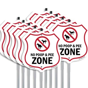 Hundekotschild Schild No Poop & Pee Zone Schild geformt Schild mit Pfahl - Bild 1 von 14