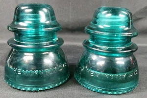 Hemingray 42 Aqua Green Glass Insulator Lot Telegraph Power Line USA No Chips - Picture 1 of 12