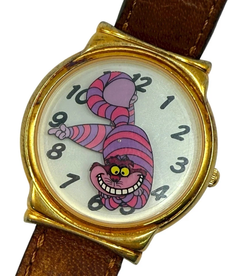 Disney Catalog Alice In Wonderland Rotating Cheshire Cat Grin Watch SERVICE - Image 1 of 4