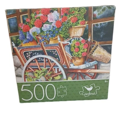 Rompecabezas carro de flores Peddlin' Posies 500 piezas caja sellada desgaste de borde Foto 1 de 4