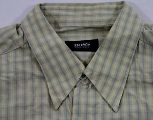 HUGO BOSS Camicia di Affari Verde Beige Blu Quadri Manica Gr.43 come Nuovo # - Foto 1 di 1