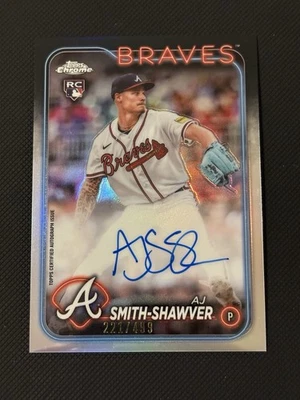 2024 Topps Chrome AJ Smith-Shawver Auto Refractor /499 Braves - Image 1 of 3