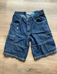 VTG Phys.Sci Men's Blue Denim Jean Shorts Jorts Baggy Cargo Pockets Sz 34 - Picture 1 of 11