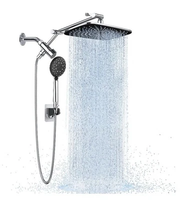 Wide Rain Shower Head with Handheld, High Pressure Rainfall Showerhead Combo ... - Image 1 of 4