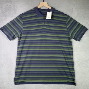 Polo Katin Ian uomo XL verde blu a righe 100% cotone manica corta casual - Foto 1 di 6