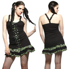 Gothic Lace Up Dress Mini Dress Cotton Leopard Black Green Lip Service S