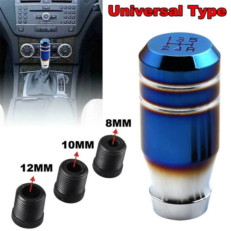 Universal 5 Speed Aluminum Alloy Blue Car Shift KnobManual Gear Stick Shifter Foto 1 de 4