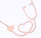 Medical Doctor Nurse Stethoscope Stainless Steel Necklace with Heart Pendant PE8