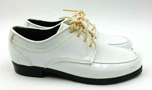 AFTER SIX "MODERN TIMES" PATENT LEATHER WHITE TUXEDO DRESS SHOES YOUTH SIZE: 1M - Picture 1 of 12