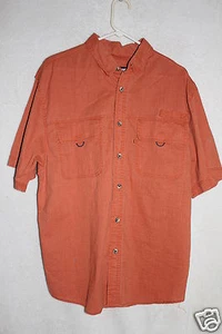 Reel Legends Mens Vented Fishing Camp Shirt Large 100% Cotton Coral - Picture 1 of 4