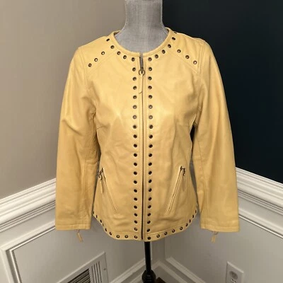 BRADLEY Bayou Leather Moto Jacket Biker   P - S Zippers Fringe Grommet Stud NWT - Image 1 of 4