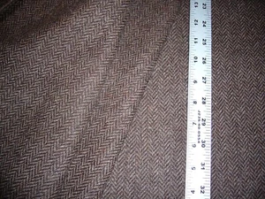 Handsome vintage brown wool-like herringbone fabric 2 yd x 62" wide - Picture 1 of 3