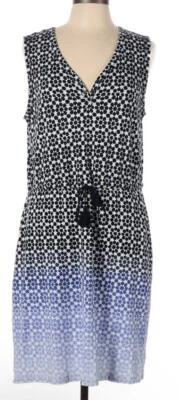 T by Talbots Dress Womens Petite Ombré Blue Geo Print Sleeveless New - Image 1 of 4