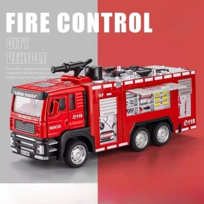 NEW 1/32 Fire Ladder Diecast Model Truck Water Tanker RC Excavator Kids Gift Toy - Image 1 of 4