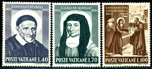 1960 St.Vincent de Paul / Gründer Caritas,St.Louise de Marillac,Vatikan,360,MNH - Bild 1 von 2