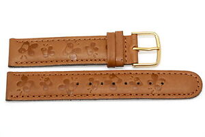 18mm Disney Brown Winnie The Pooh Embossed Leather Watch Band Strap