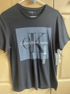 NEW Calvin Klein Jeans Mens Black Short-Sleeve Crewneck Graphic T-Shirt Size S - Picture 1 of 4