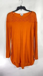 Old Navy Womens Tunic Top Dress Round Neck Long Sleeve Lace Burnt Orange Size S. - Picture 1 of 8