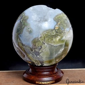 1.8 Kilo Natural Dendrite Moss Agate Druzy Geode Crystal Mineral Gem Sphere/Ball - Picture 1 of 5