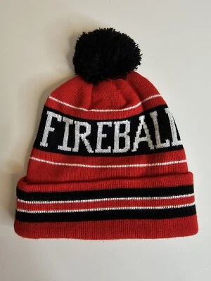 Fireball Whiskey Red Knit Hat/Beanie w/ Pom Pom/ One Size/Used - Image 1 of 4