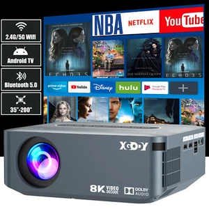 XGODY Projector 8K Bluetooth 5G WIFI Home Theater Outdoor Movie Bundle with Bag - Picture 1 of 15