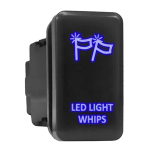 LED LIGHT WHIPS Blue Backlit Switch Tall Push Button 1.54"x 0.83" (Fit: Toyota) - Picture 1 of 6