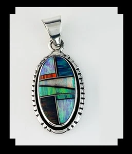 Handgefertigter Sterling und Opalit Inlay Anhänger - Bild 1 von 10