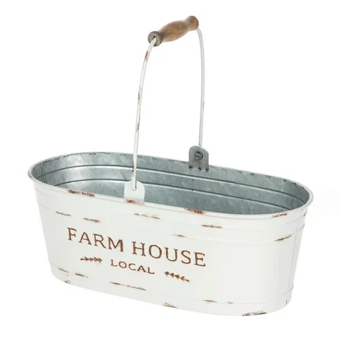 Large Oval Farmhouse Bucket with Handle Cover