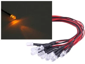 10x LED 5mm Spot 12V Mini Strahler gelb orange anschlussfertig mit Kabel - Bild 1 von 3