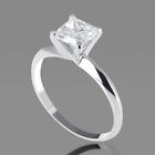0.50 CT F/VS2 Natural Princess Cut Diamond Engagement Ring 14K White Gold