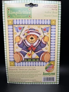 Cross Stitch Kit #140255 SAILOR BEAR Joan Elliott W/ PRINTED MAT 6x6 - Picture 1 of 9